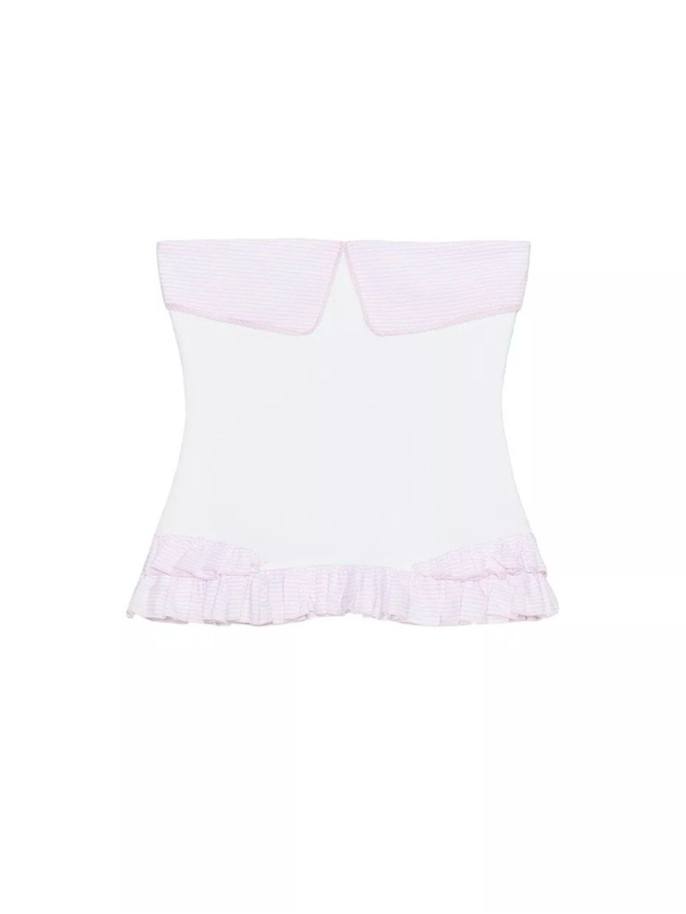 Zara White&Pink Strapless Top